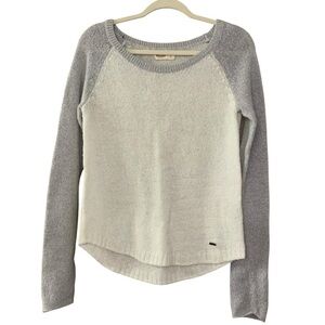 Hollister White Gray Silver Tinsel Wool Blend Crewneck Sweater Women’s M Winter